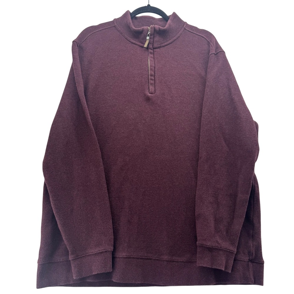 Tasso Elba Men's XXL‎ Maroon Cotton Quarter Zip Sweater Long Sleeve Pullover